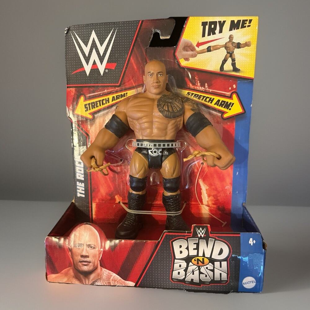 Mattel WWE Bend N Bash The Rock Stretch Arm ACTION FIGURE NEW